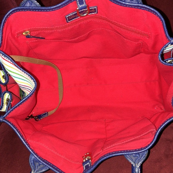 Dooney & Bourke Watercolor Stripe  navy blue and multi color tote - Picture 10 of 14